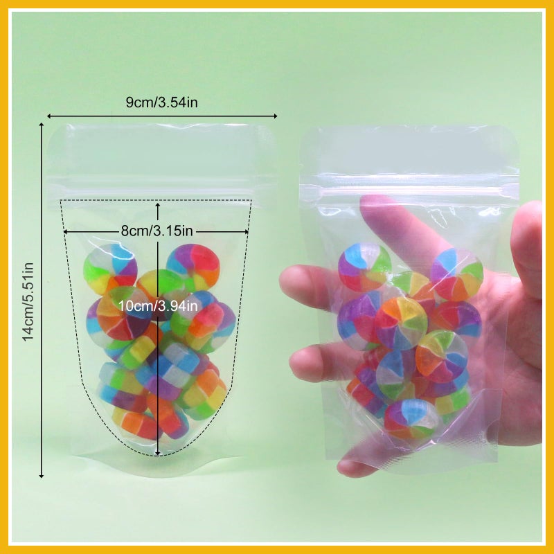 SumDirect 100pcs 3.5x5.5 Inches Clear Stand Up Food Bags, Self-Sealing Zipper Stand-up Food Pouches Snack Packing Bag with Tear Notch Heat Resealable for Storing, Cookie, Snack Tea and Drinking - Image 2